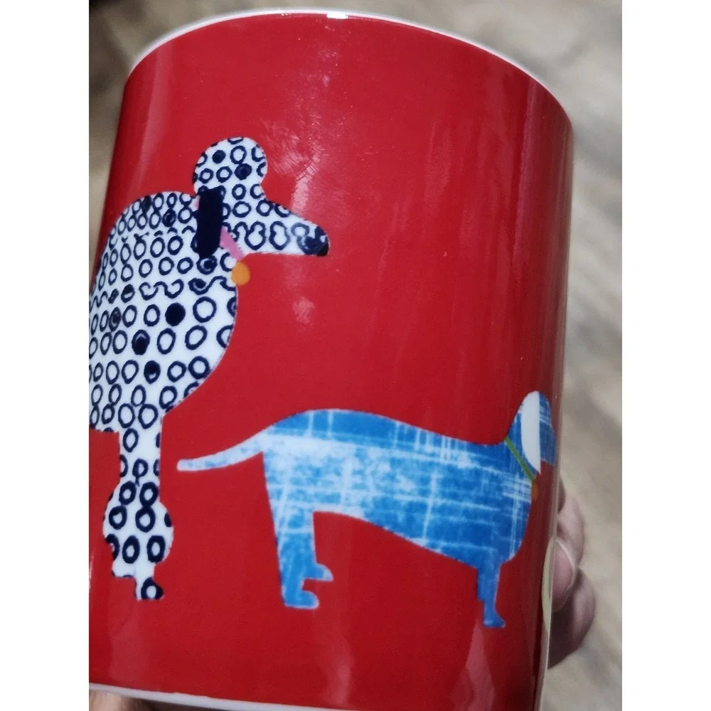Vintage West Elm Dog Cat Lover Rescue Mug ASPCA Coffee Cup Art Poodle Lab 12 oz